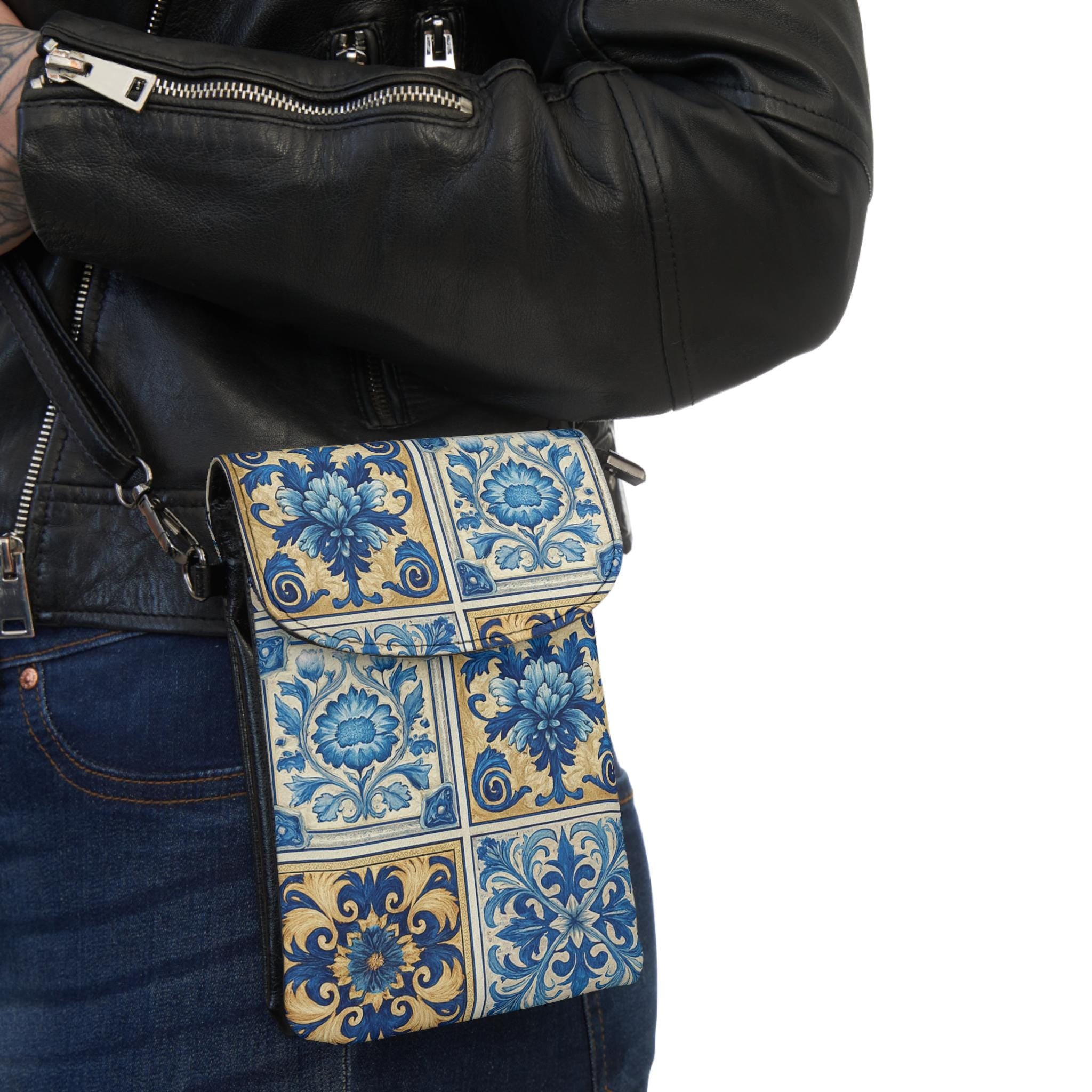Azulejo Tile Crossbody Purse • Blue Portuguese Pattern Bag • PCS Mediterranean Art Accessory