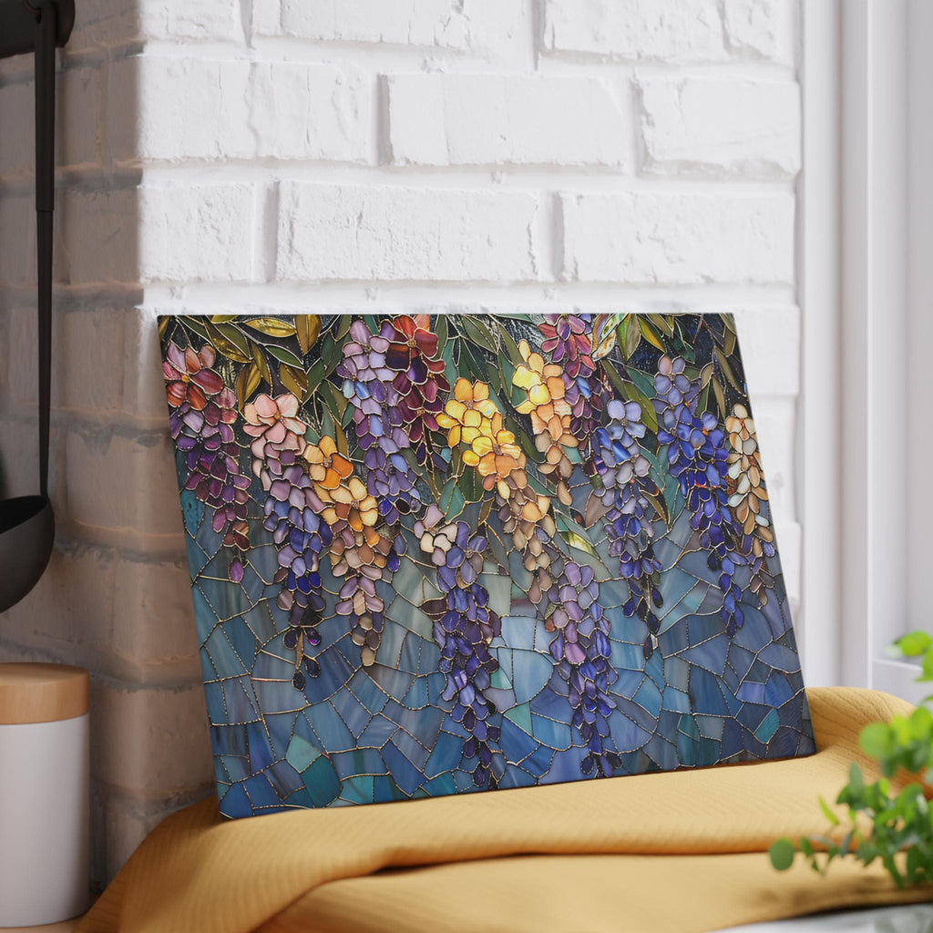 Floral Stained Glass Cutting Board • Maximalist Art Kitchen Tray 3D Image