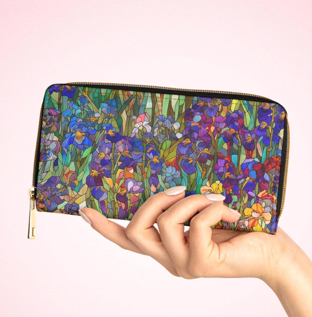 Garden Floral Art Wallet • Botanical Zipper Clutch • Vegan Leather