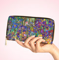 Garden Floral Art Wallet • Botanical Zipper Clutch • Vegan Leather
