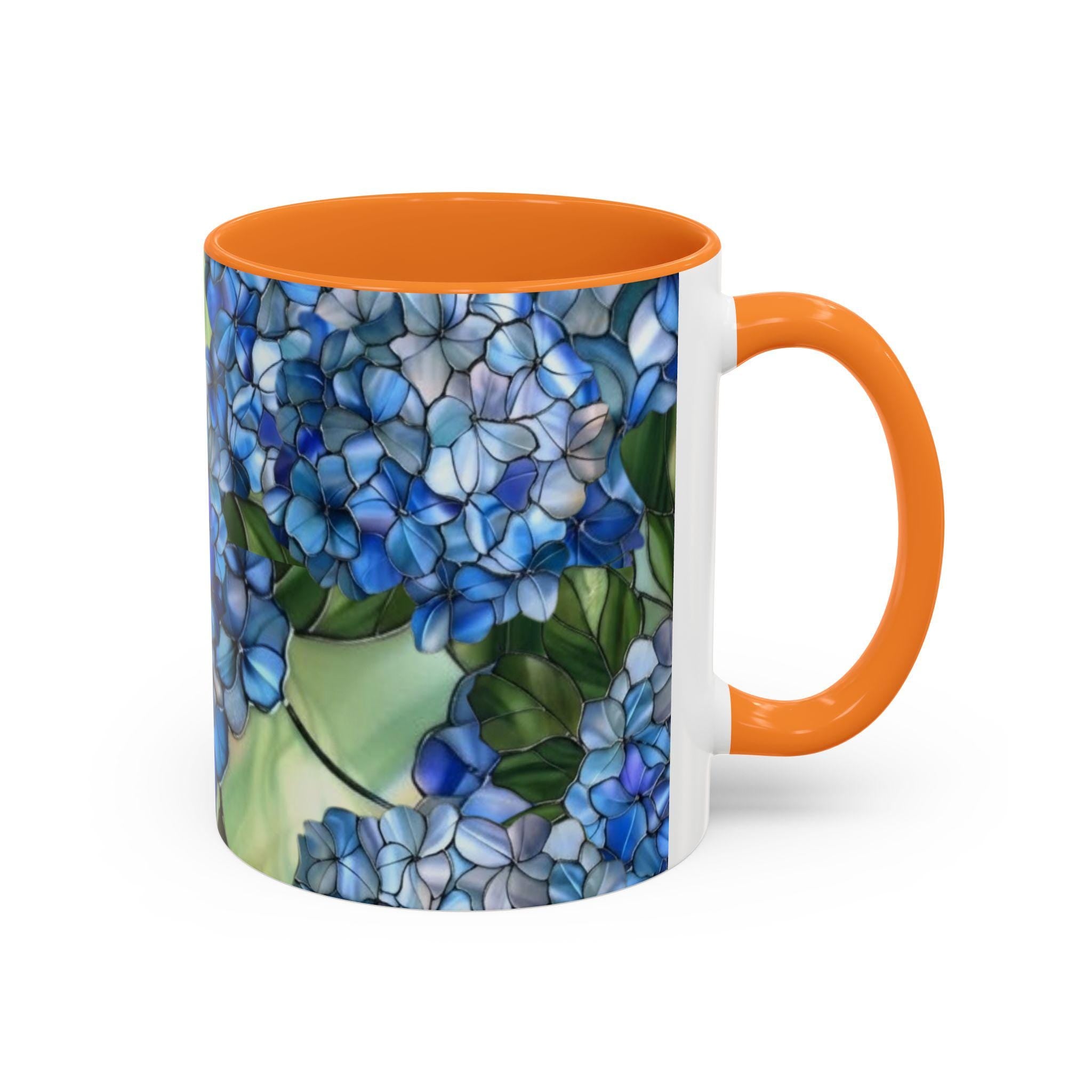Blue Hydrangea Floral Mug | 11oz 15oz Ceramic Coffee Cup