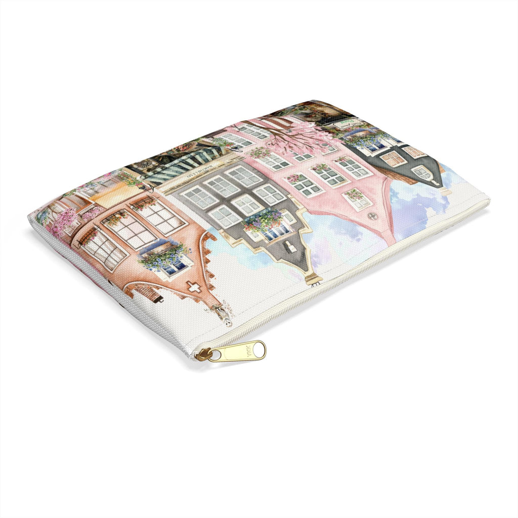 Village Row Houses Accessory Pouch | Illustrated Cottage Row Zip Pouch