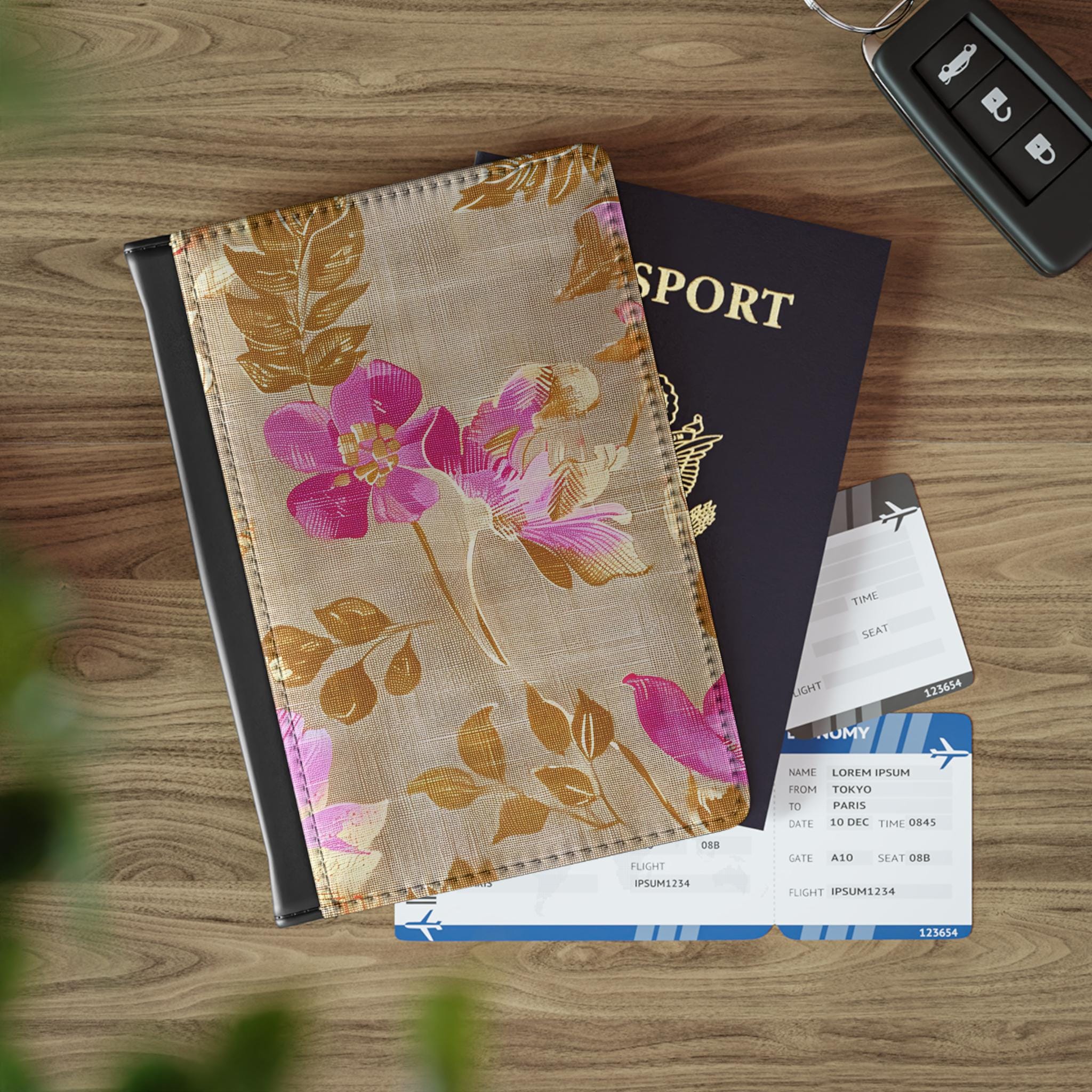 RFID Blocking Travel Wallet | Vintage Floral Passport Cover | Folding Passport Wallet for Secure Travel