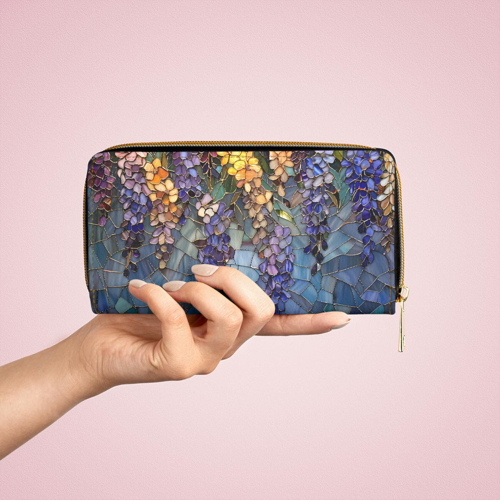 Wisteria Botanical Wallet • Purple Floral Zipper Clutch | Mom Gift