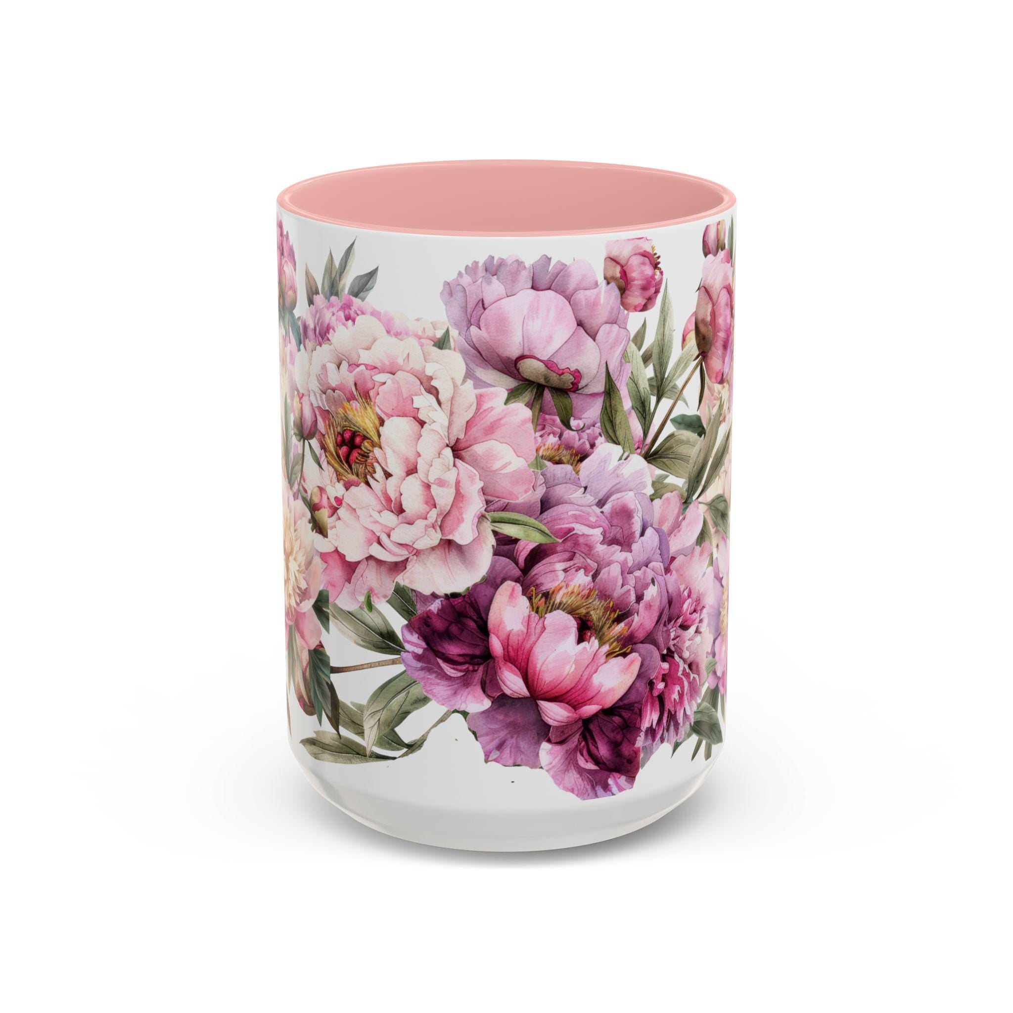 Peony Bouquet Mug | Accent Coffee Mug 11oz 15oz