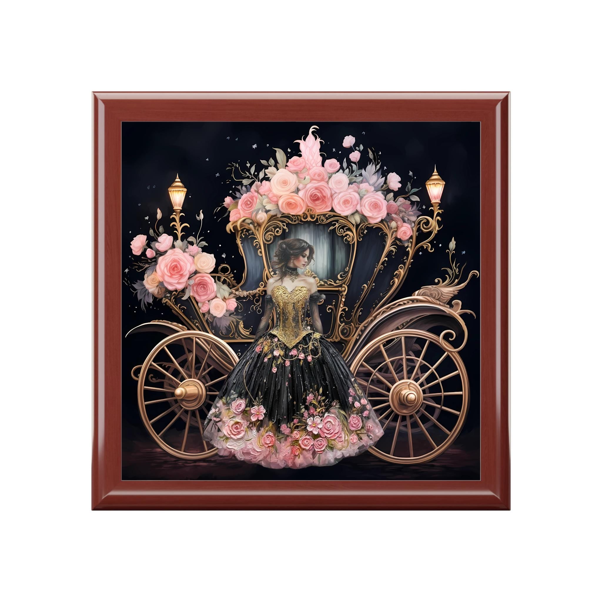 Victorian Carriage Jewelry Box | Floral Princess Keepsake Trinket Chest