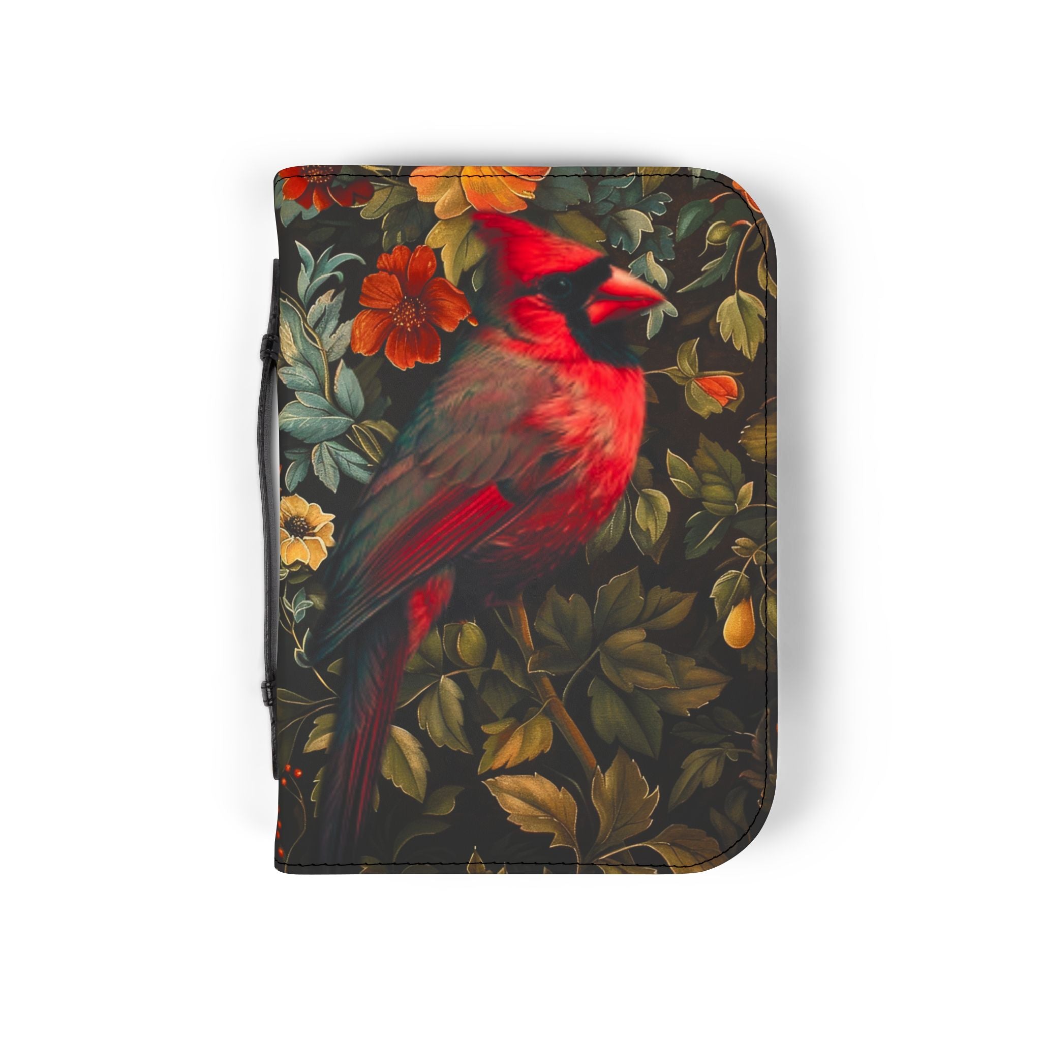 Cardinal Floral Bible Cover | Zippered Scripture Organizer | Bible Carrying Case
