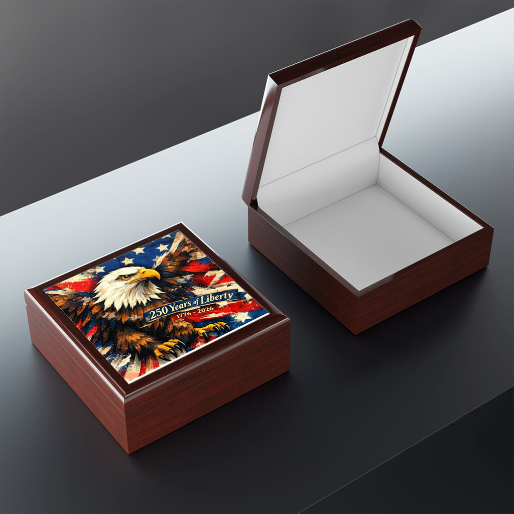 American 250th Anniversary Patriotic Keepsake Box | Veteran Jewelry Box Gift