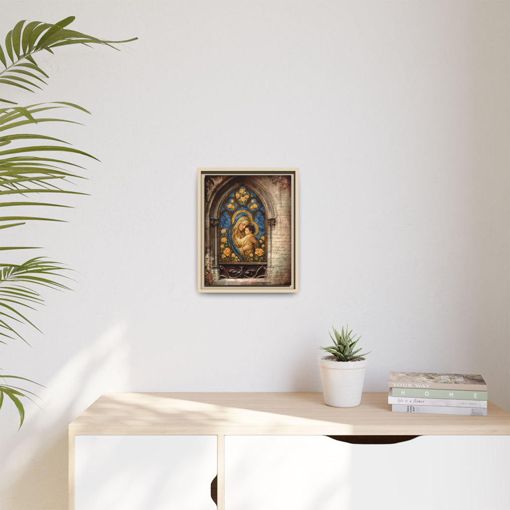 Madonna and Child Stained Glass Print Matte Canvas, Framed