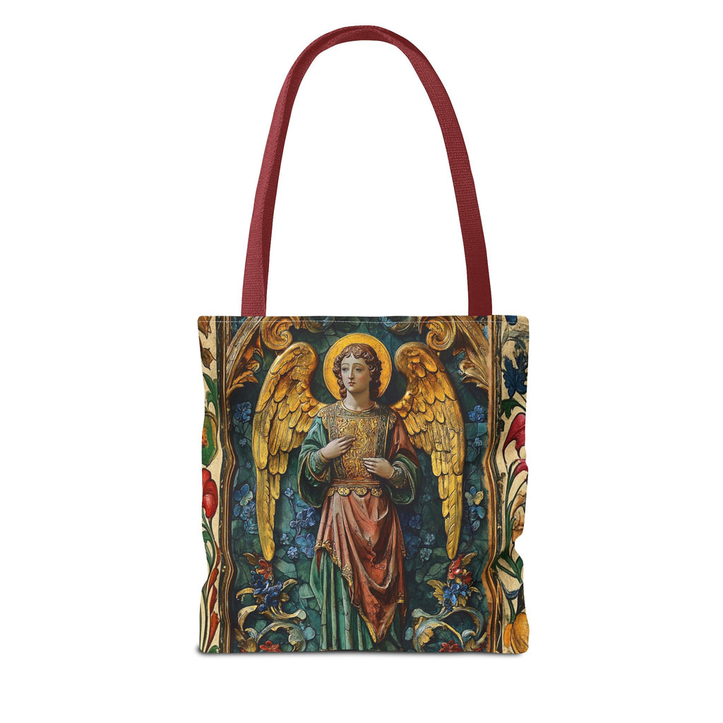 Medieval Manuscript Angel Tote | Ornate Religious Artwork, AOP Shoulder Bag Gift for Catholic