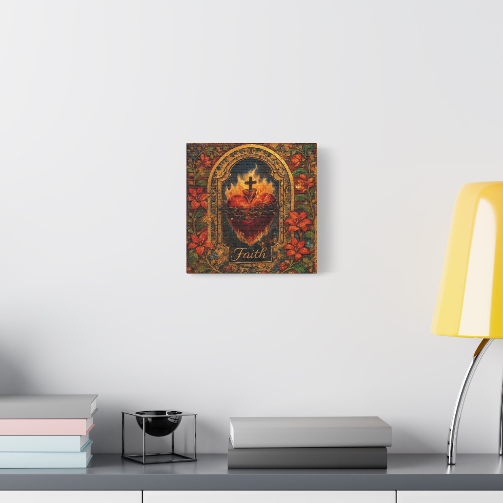 Flaming Sacred Heart Faith Canvas