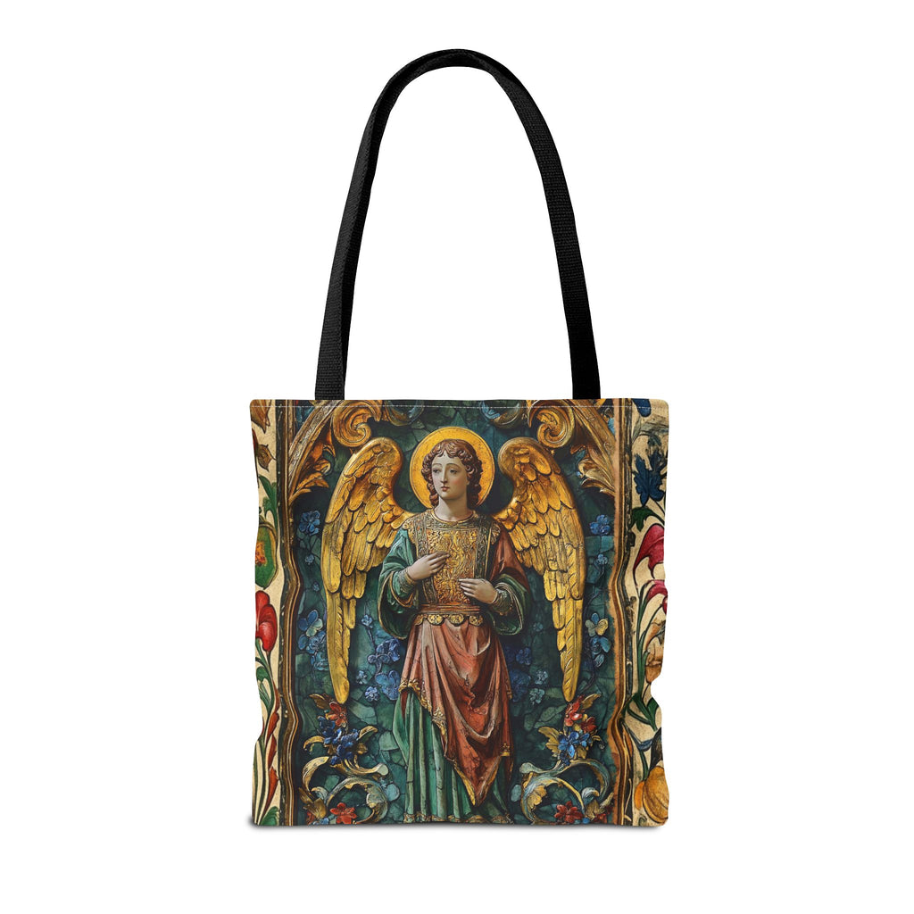 Medieval Manuscript Angel Tote | Ornate Religious Artwork, AOP Shoulder Bag Gift for Catholic