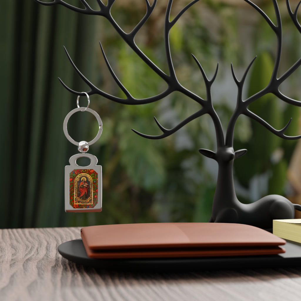 Christ the Teacher Medieval Manuscript Rectangle Photo Keyring | Religious Iconography Church Gift