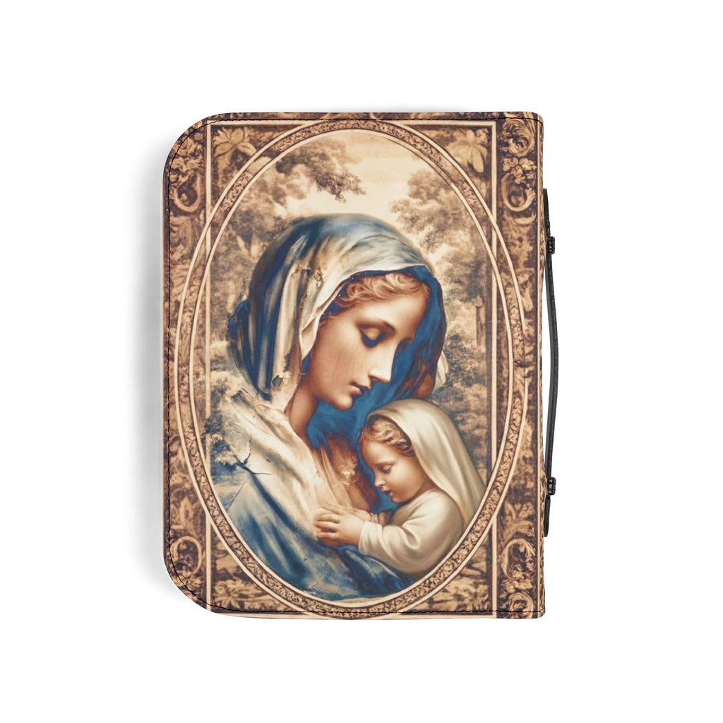 Sepia tone Madonna and Child Bible Cover | Religious Scripture Bible Zippered Case Catholic Gift