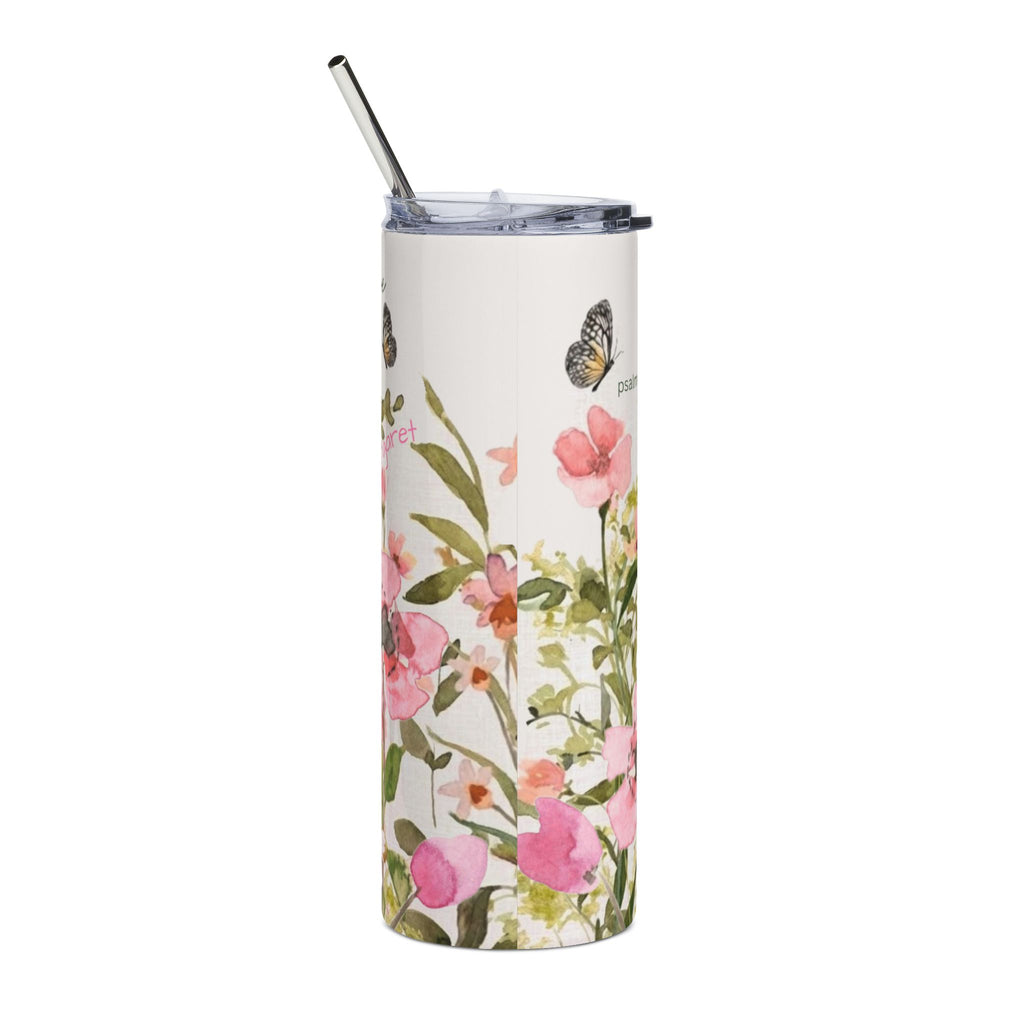 Pink Watercolor Wildflowers Stainless Steel Tumbler | 20oz