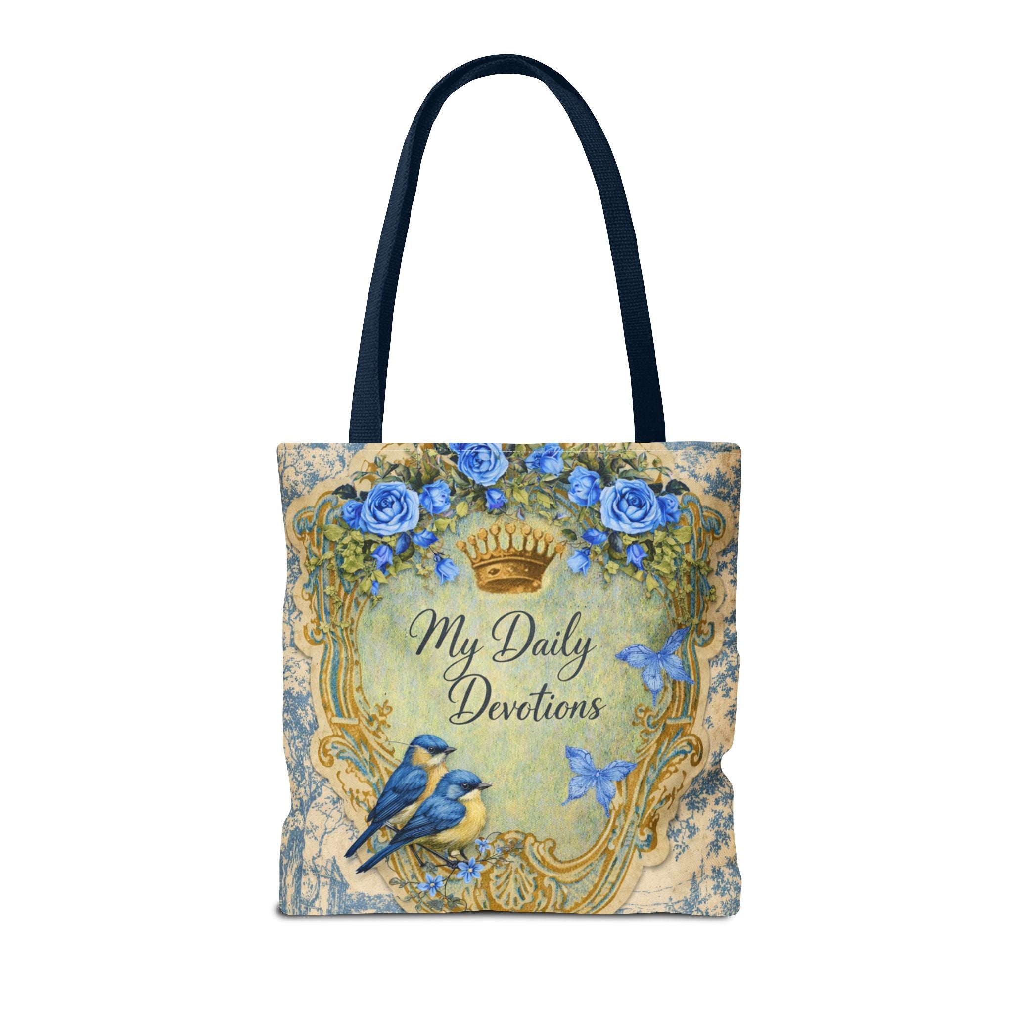 Daily Devotions Tote Bag | Bluebird Toile Bible Study Accessory | Christian Shoulder Bag