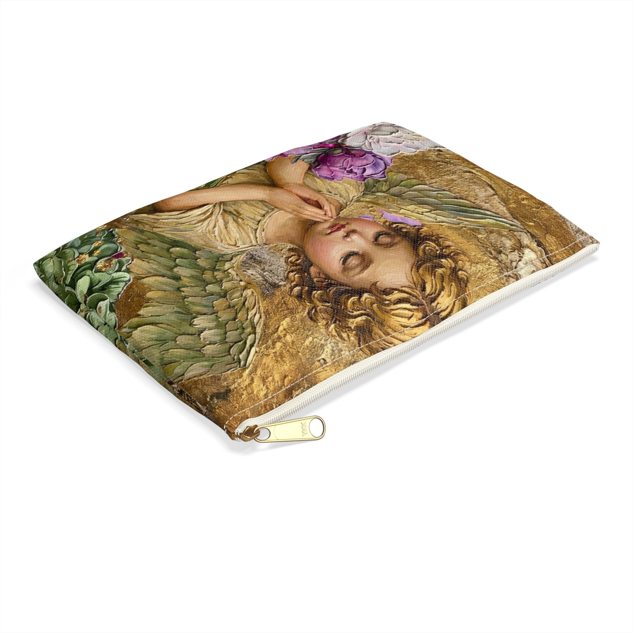 Textured Angel Accessory Pouch | Angel Wings Design, Zippered Makeup Bag