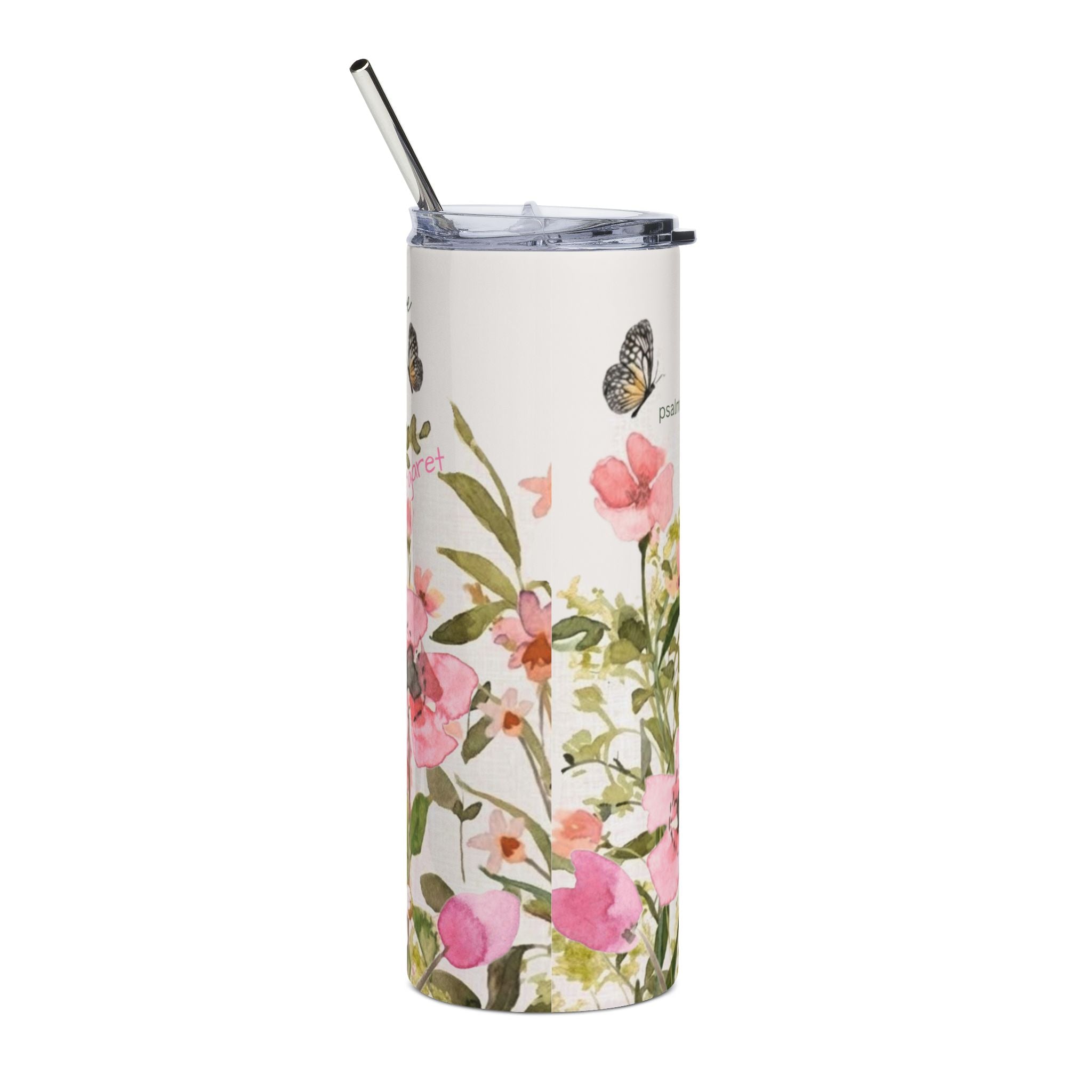 Pink Watercolor Wildflowers Stainless Steel Tumbler | 20oz