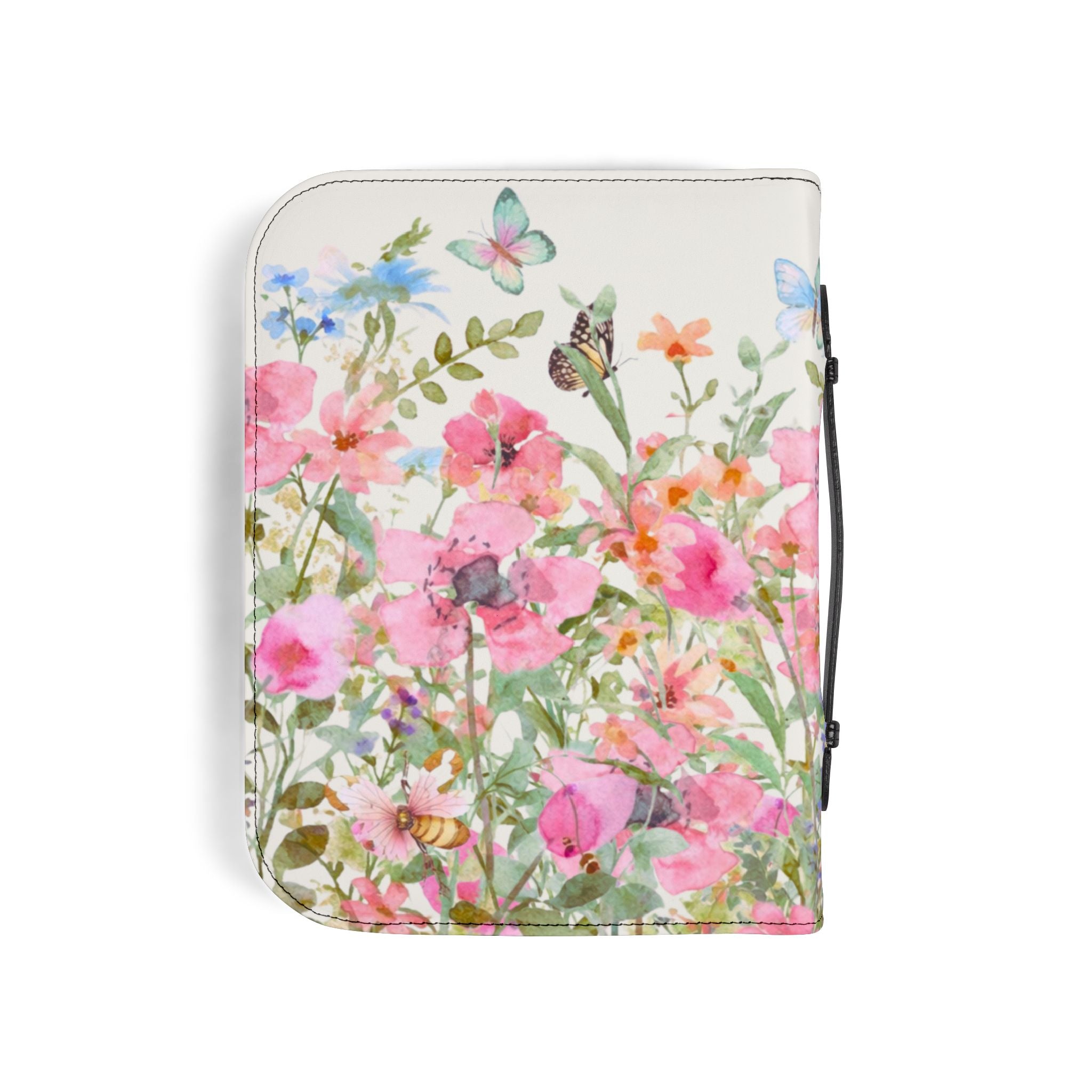 Floral Meadow Bible Cover | Pink Wildflowers, Butterflies, Missal Cover Bible Case