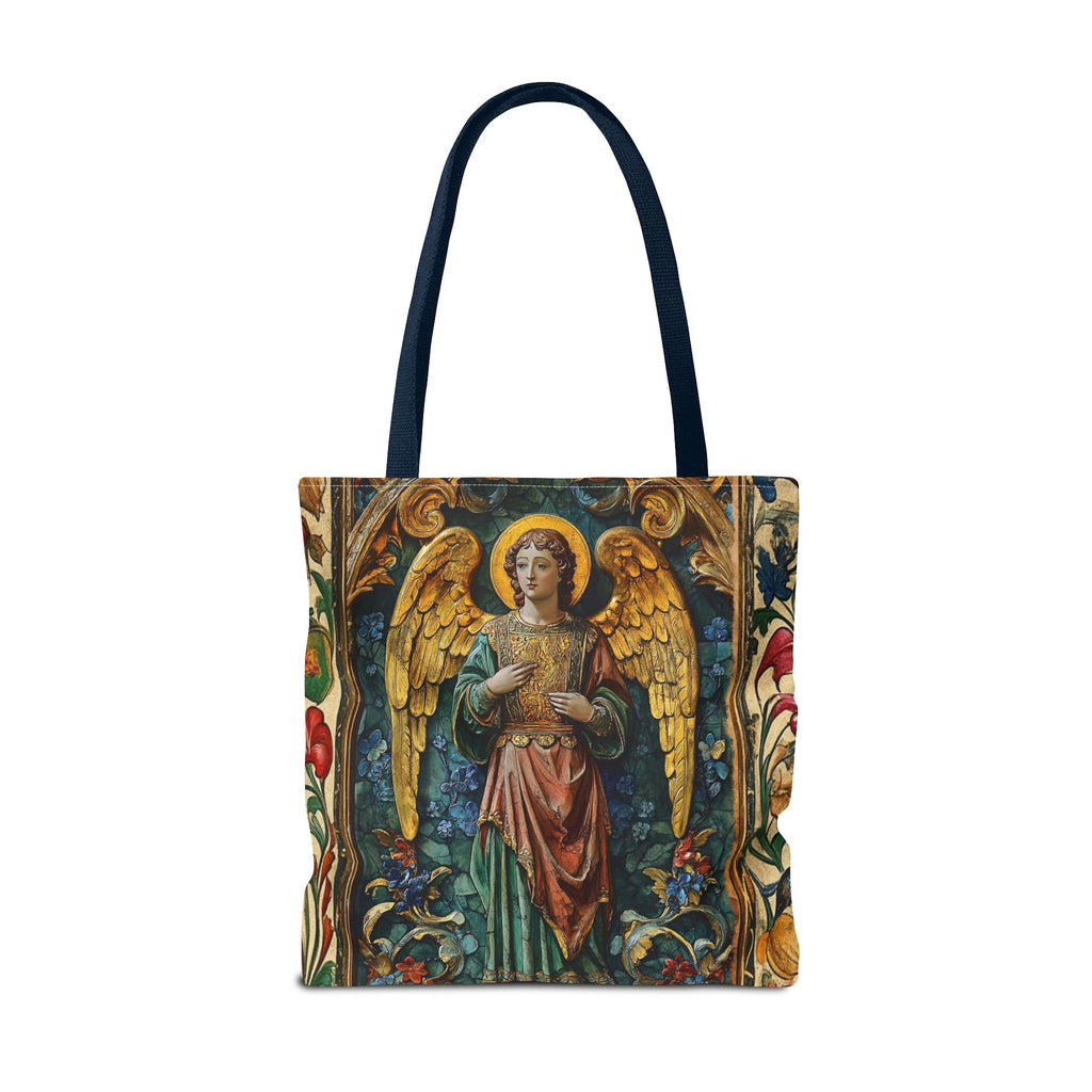 Medieval Manuscript Angel Tote | Ornate Religious Artwork, AOP Shoulder Bag Gift for Catholic
