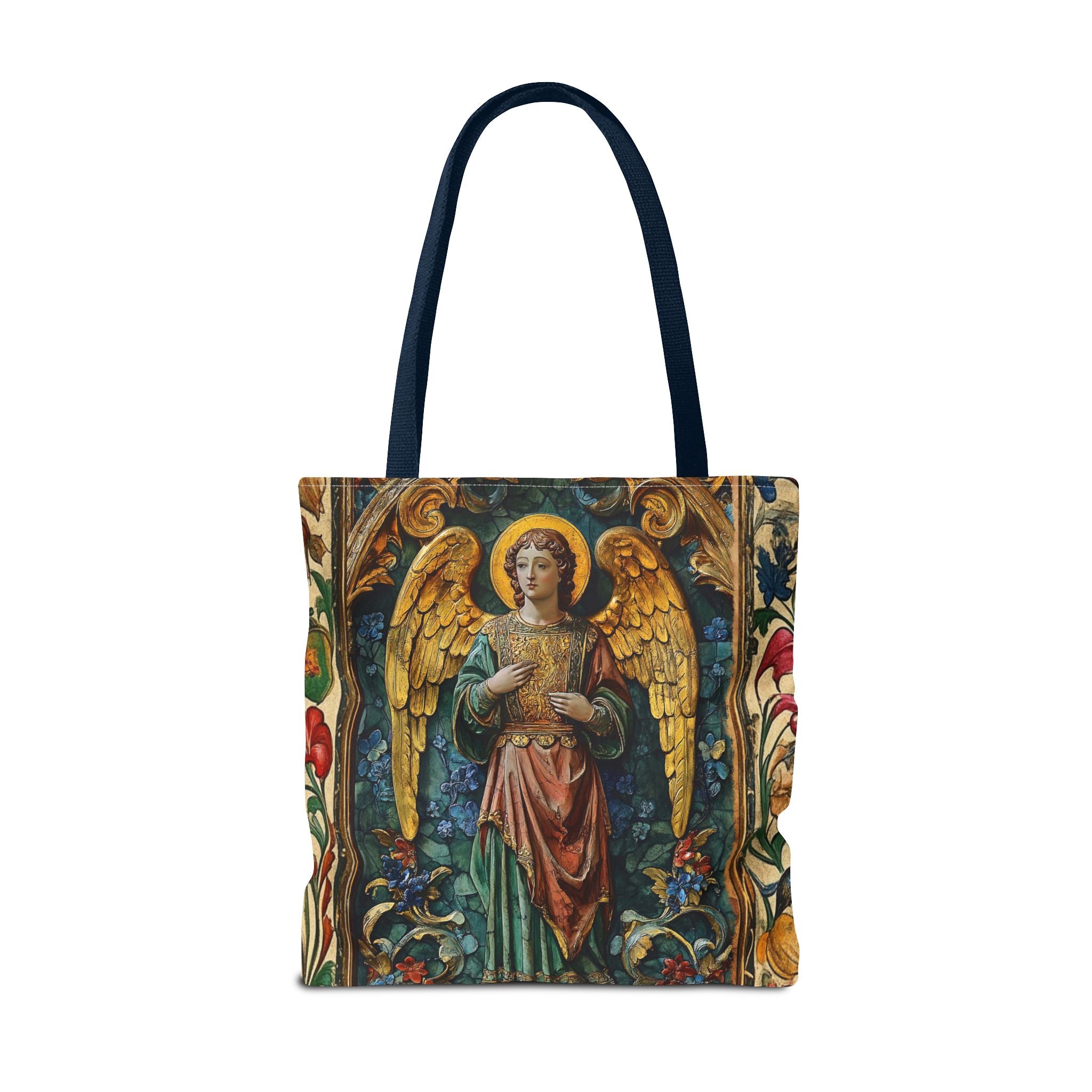 Medieval Manuscript Angel Tote | Ornate Religious Artwork, AOP Shoulder Bag Gift for Catholic