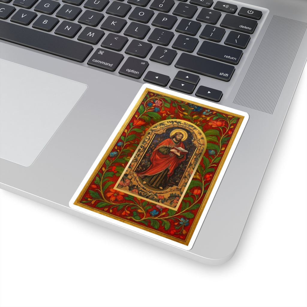 Christ The Teacher Sticker,  Book of Hours Manuscript Art Bible Journaling Sticker Marian Gift Holy Card Style