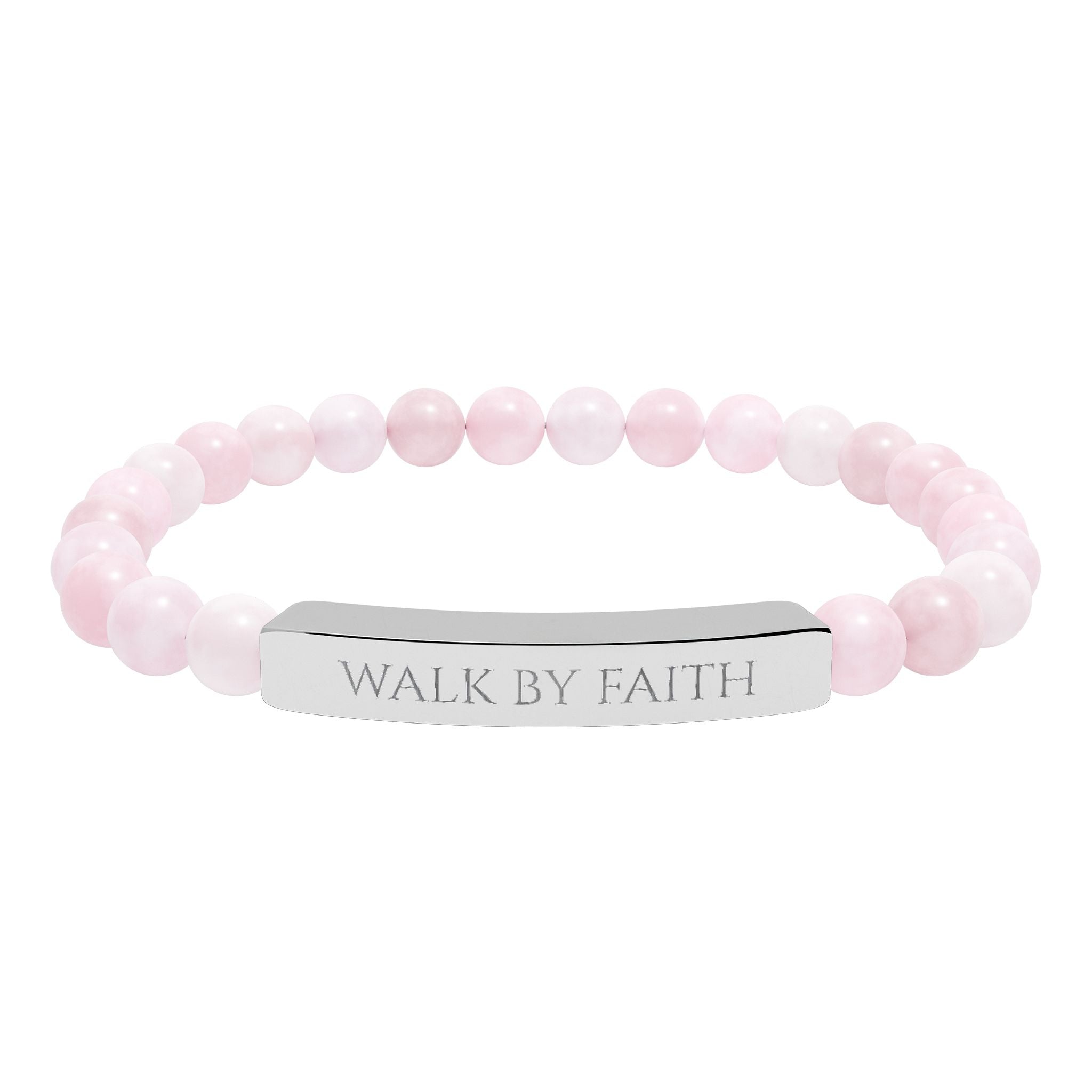 Walk By Faith bar bracelet Natural Stone Stretch Bracelet | Christian Scripture Jewelry