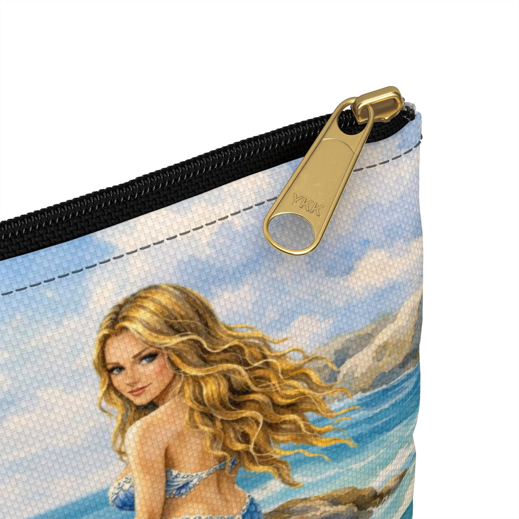Mermaids Beach Accessory Pouch | Ocean Seashell Starfish Cosmetic Bag | Toiletry Bag for Beach Goer