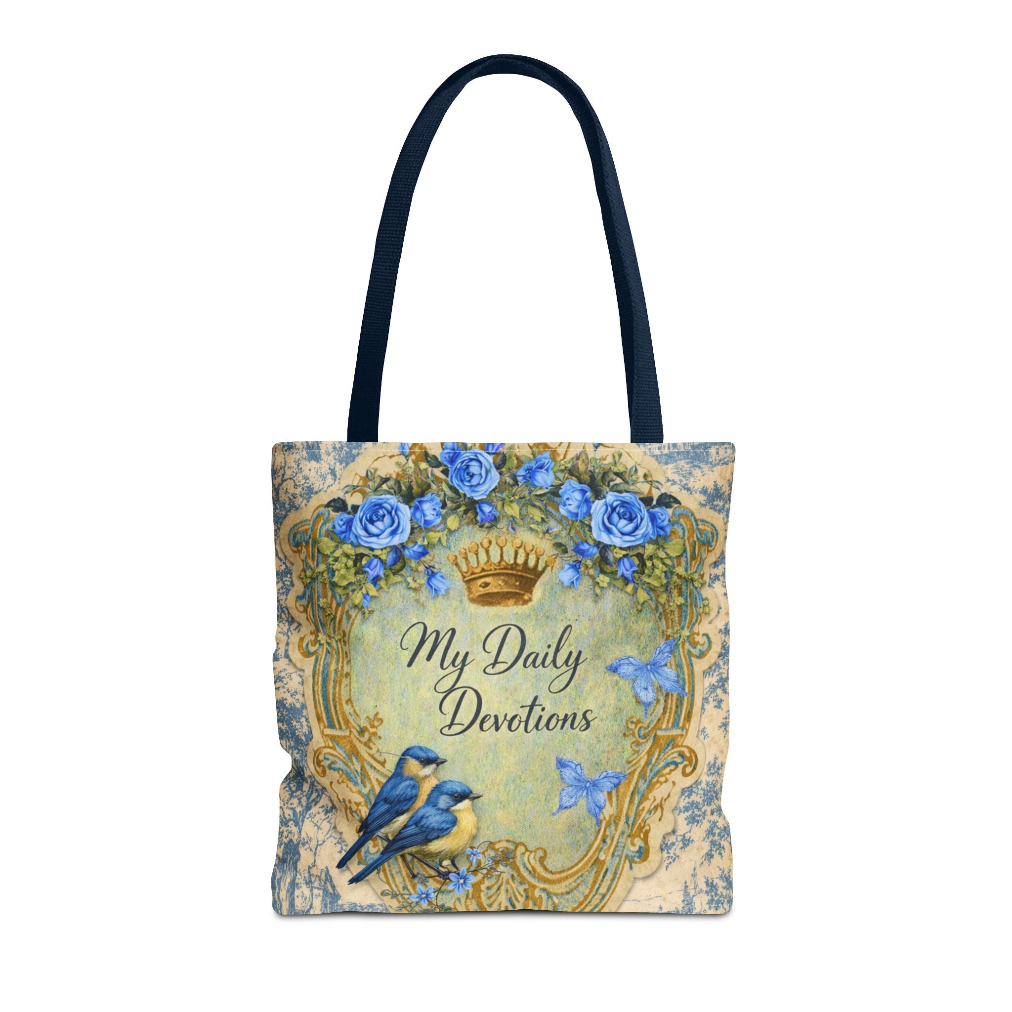 Daily Devotions Tote Bag | Bluebird Toile Bible Study Accessory | Christian Shoulder Bag