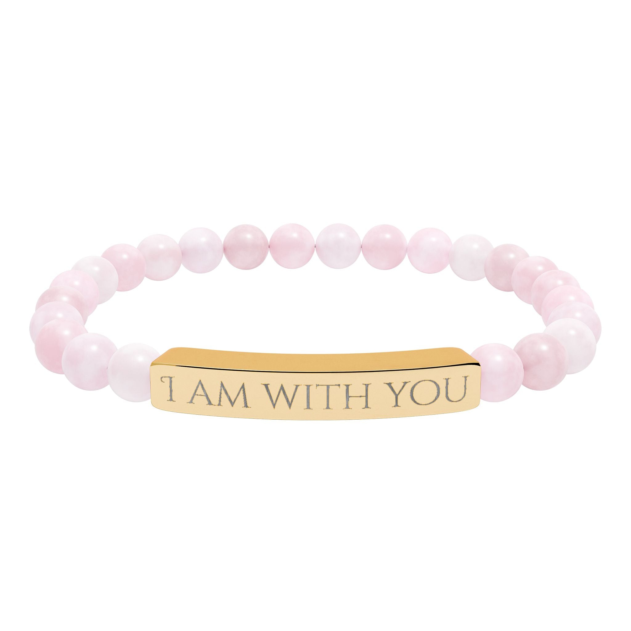 I Am With You Natural Stone Stretch Bar Bracelet | Engraved Christian Bracelet