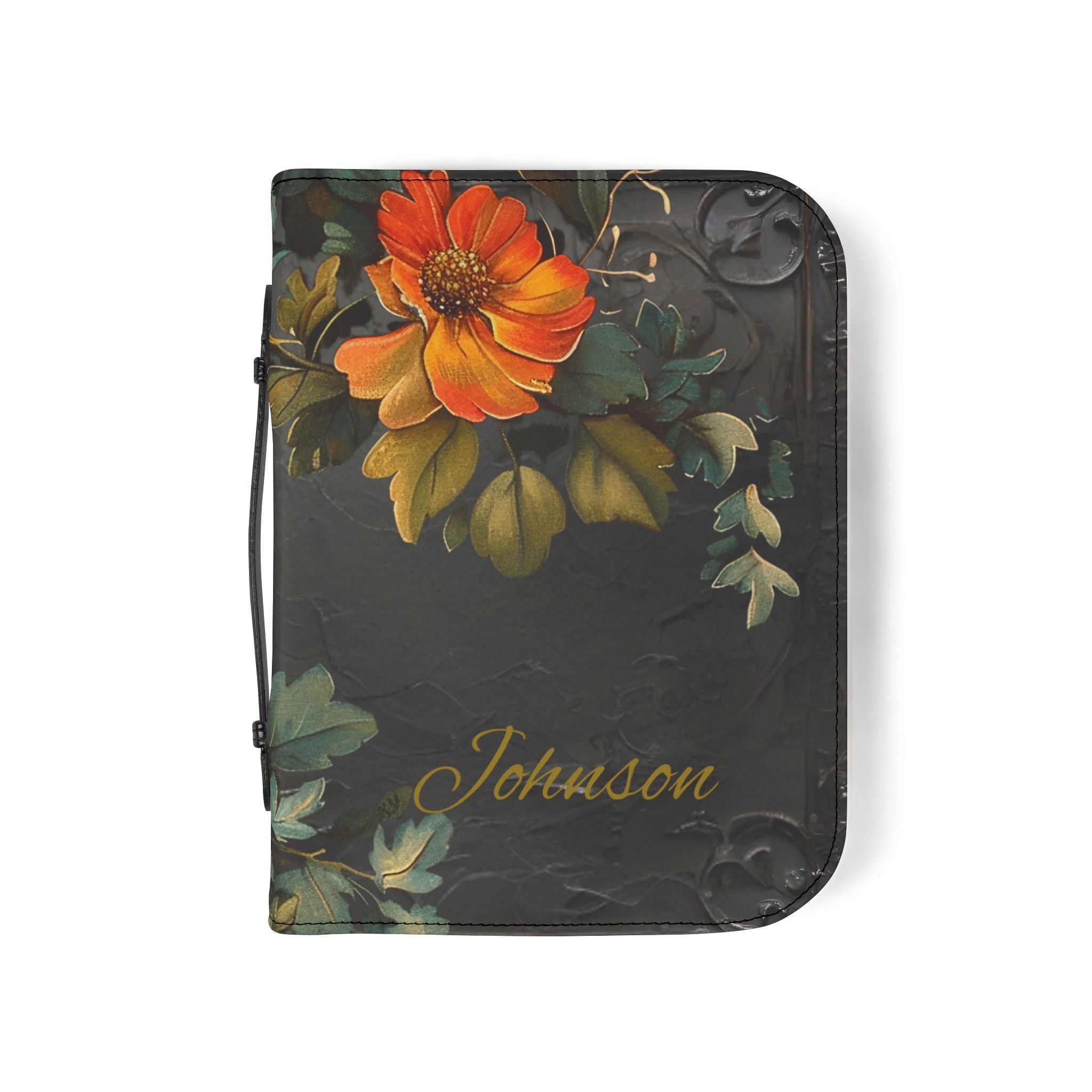 3D IMAGE Floral Bible Cover | Floral Design | Christian Gift | Vegan Leather Bible Case with Handle & Zipper | Bible Study Accessory