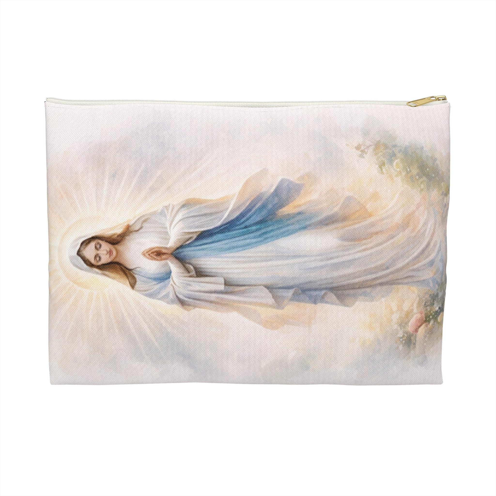 Virgin Mary Illustration Accessory Pouch | Religious Rosary Makeup Bag