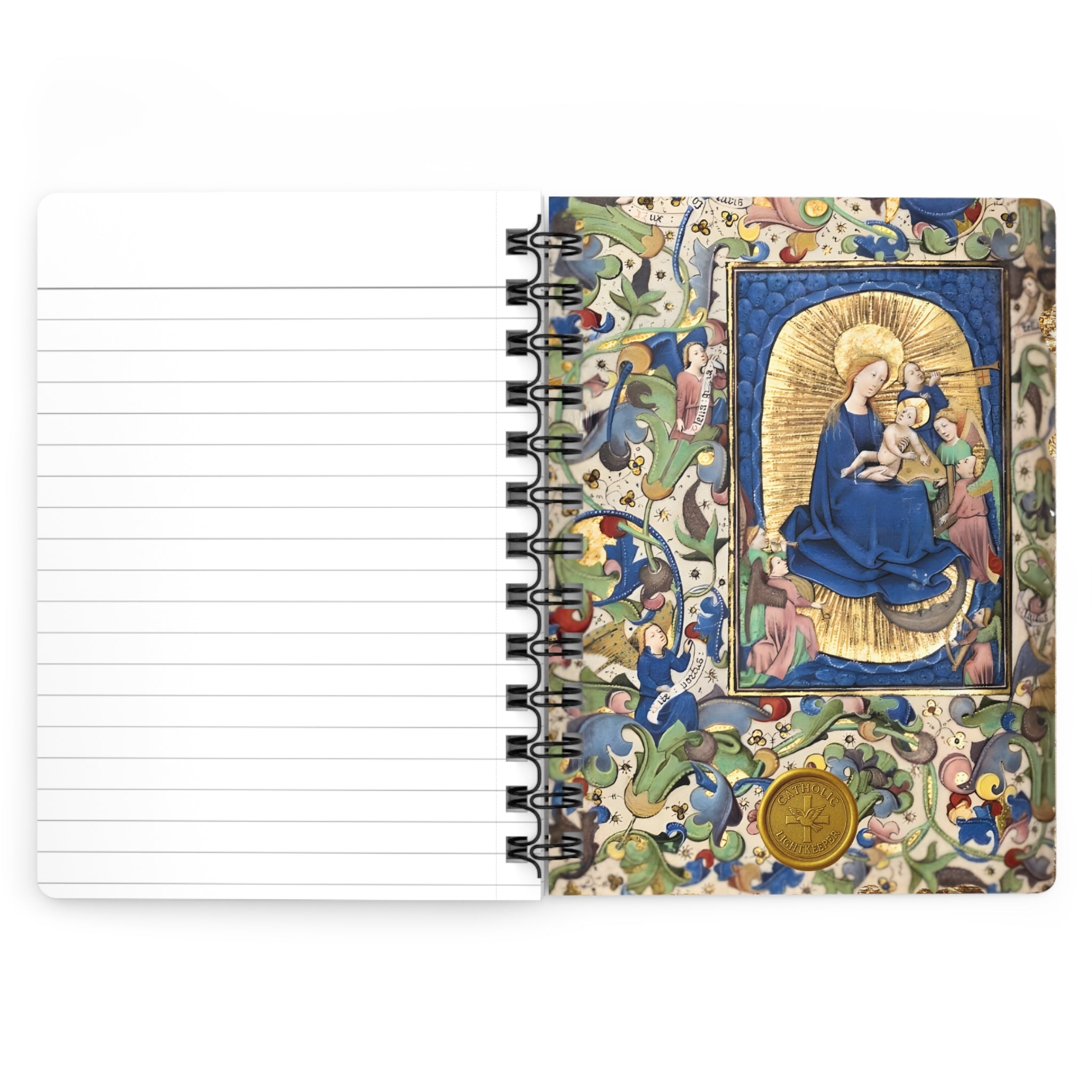 Madonna and Child Spiral Bound Journal | 4 Vintage Illuminated Manuscript Images Daily Prayer Journal Gift for Catholic