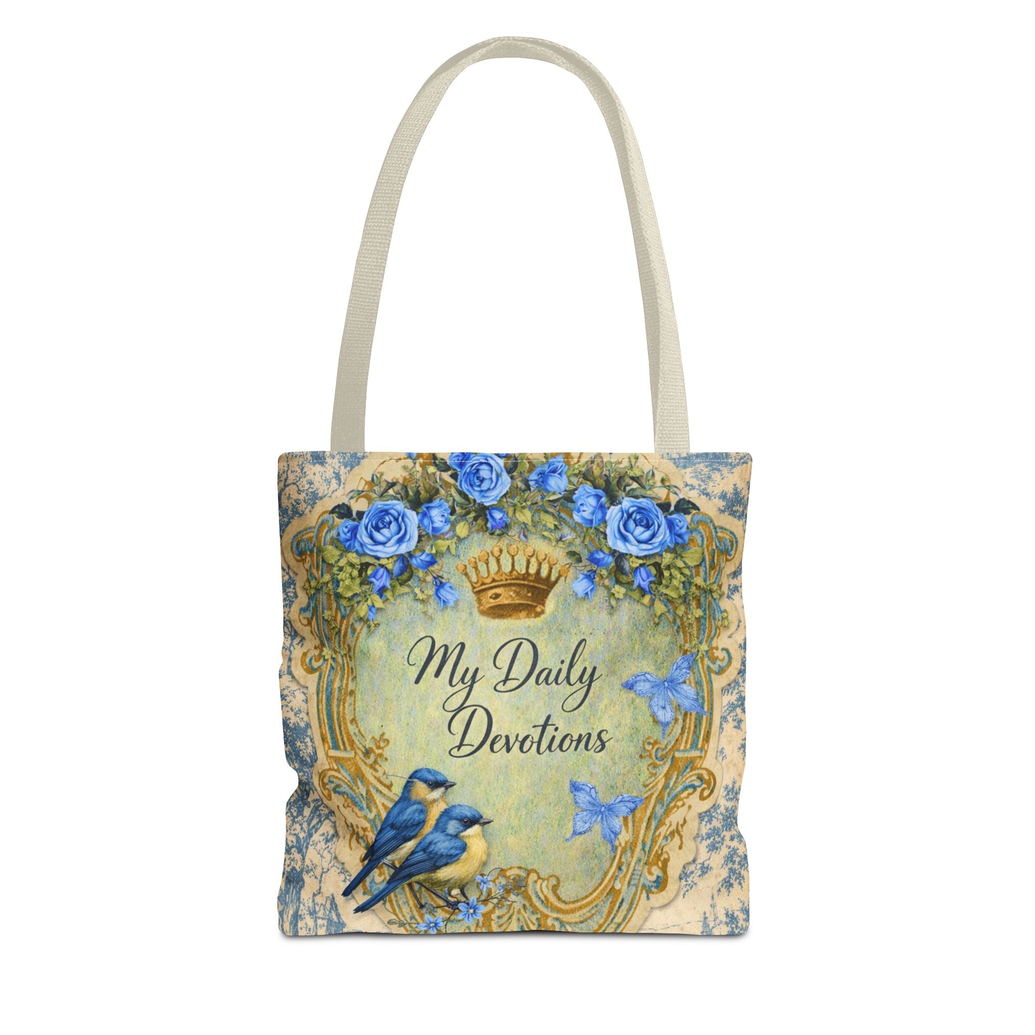 Daily Devotions Tote Bag | Bluebird Toile Bible Study Accessory | Christian Shoulder Bag
