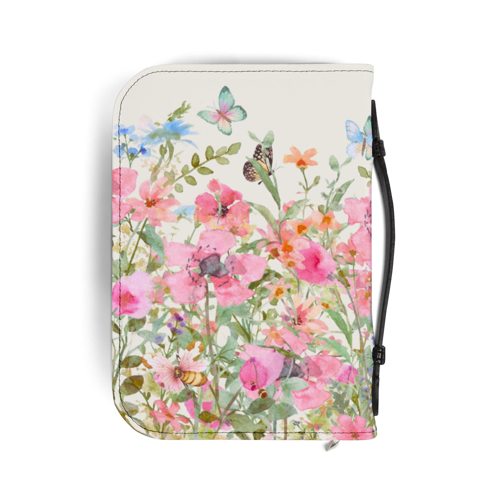 Floral Meadow Bible Cover | Pink Wildflowers, Butterflies, Missal Cover Bible Case