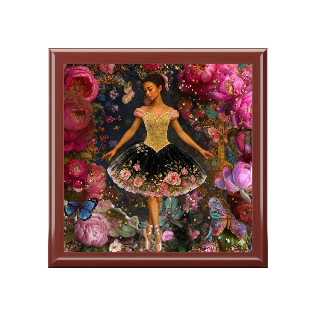 Black Ballerina Keepsake Box, Ballet Art Jewelry Box