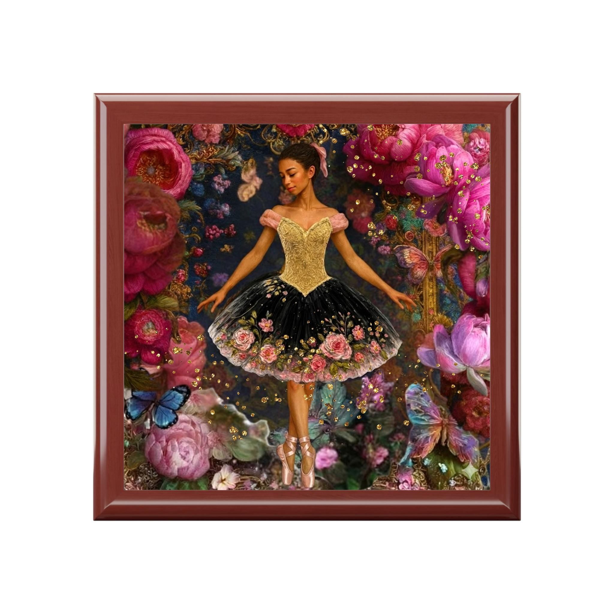 Black Ballerina Keepsake Box, Ballet Art Jewelry Box