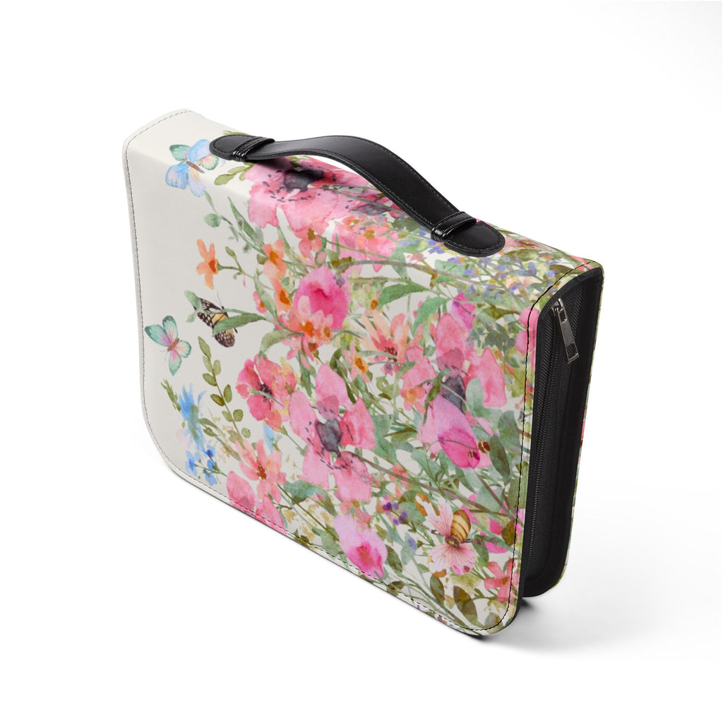 Floral Meadow Bible Cover | Pink Wildflowers, Butterflies, Missal Cover Bible Case