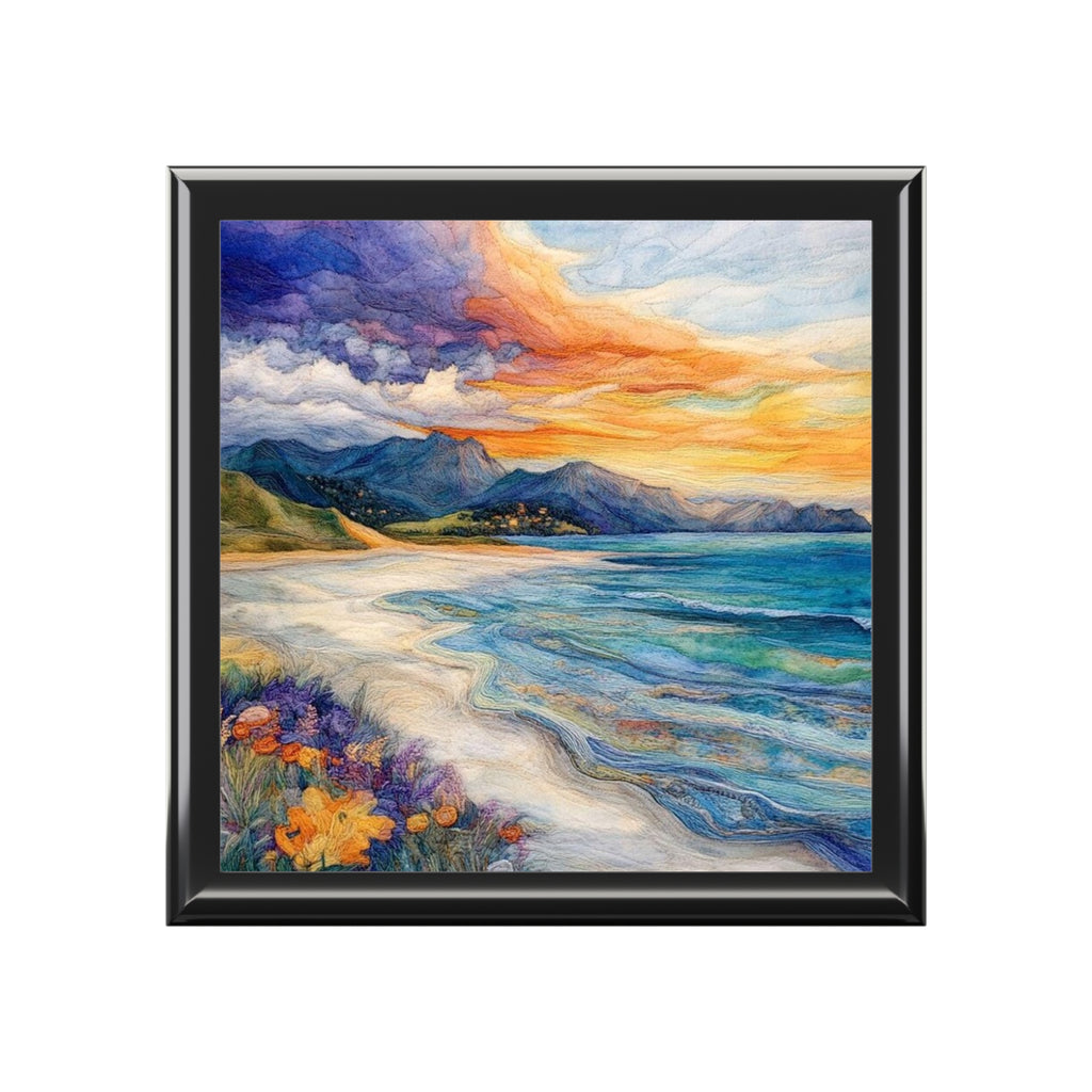 Coastal Jewelry Box | Ocean Waves Night Sky Trinket Box
