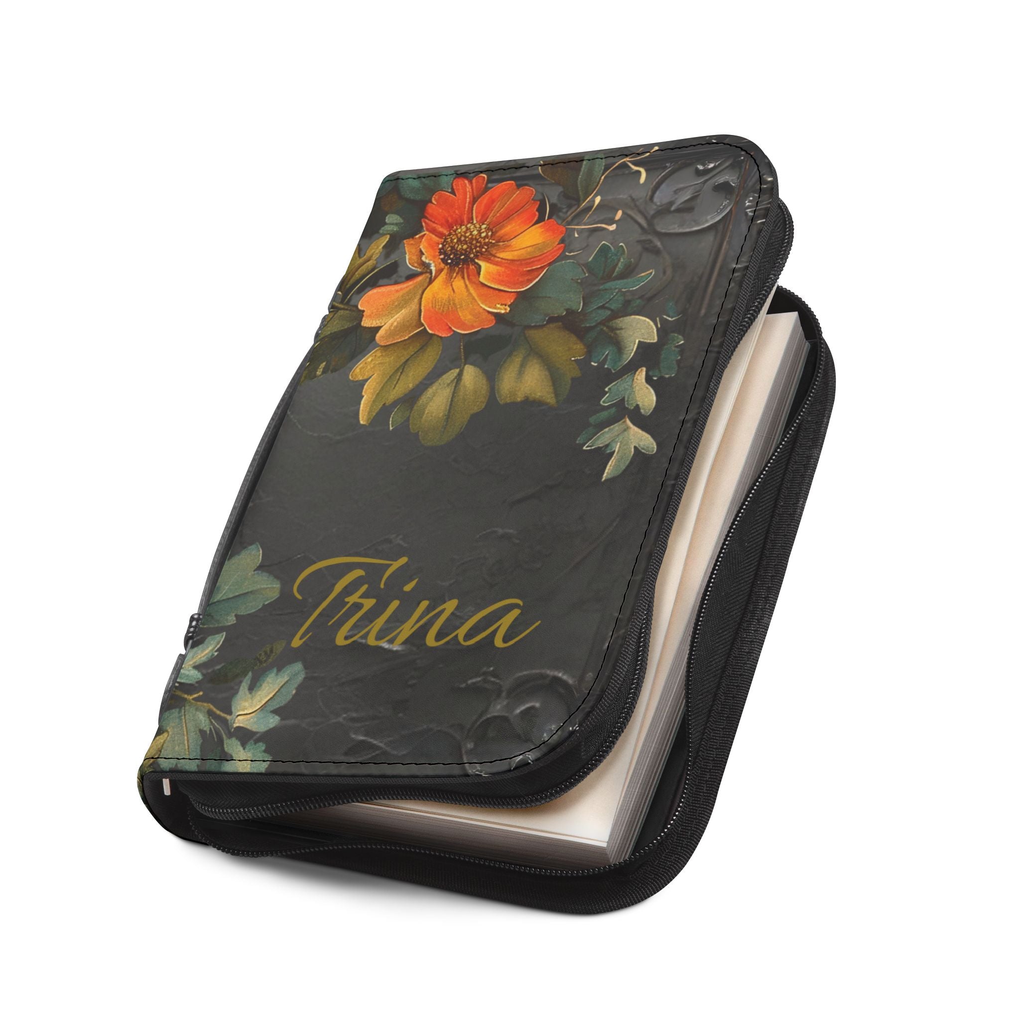 3D IMAGE Floral Bible Cover | Floral Design | Christian Gift | Vegan Leather Bible Case with Handle & Zipper | Bible Study Accessory