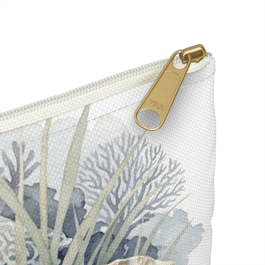 Sea Shell Collage Accessory Pouch | Beach Shell Print Coin Purse | Coastal Beach Toiletry Bag