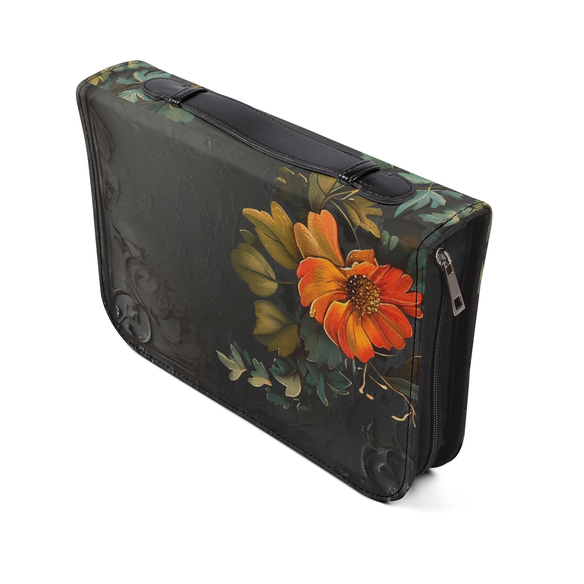 3D IMAGE Floral Bible Cover | Floral Design | Christian Gift | Vegan Leather Bible Case with Handle & Zipper | Bible Study Accessory