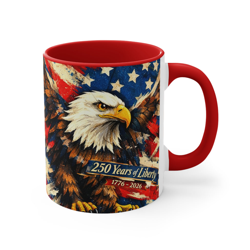 Bald Eagle with American Flag Mug | 250 Years of Liberty 1776-2026 Coffee Cup Comemorative Anniversary