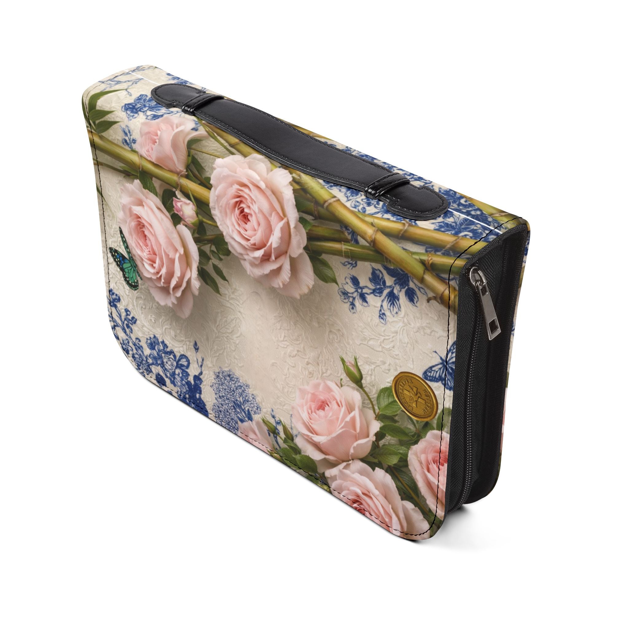 Guatemalan Roses Bible Cover | Zippered Missal Cover with Handle | Personalized Bible Case