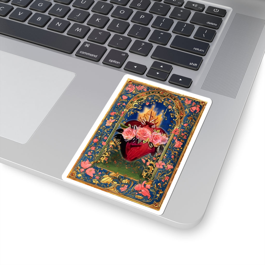 Immaculate Heart Sticker Book of Hours Manuscript Art Bible Journaling Sticker Marian Gift Holy Card Style