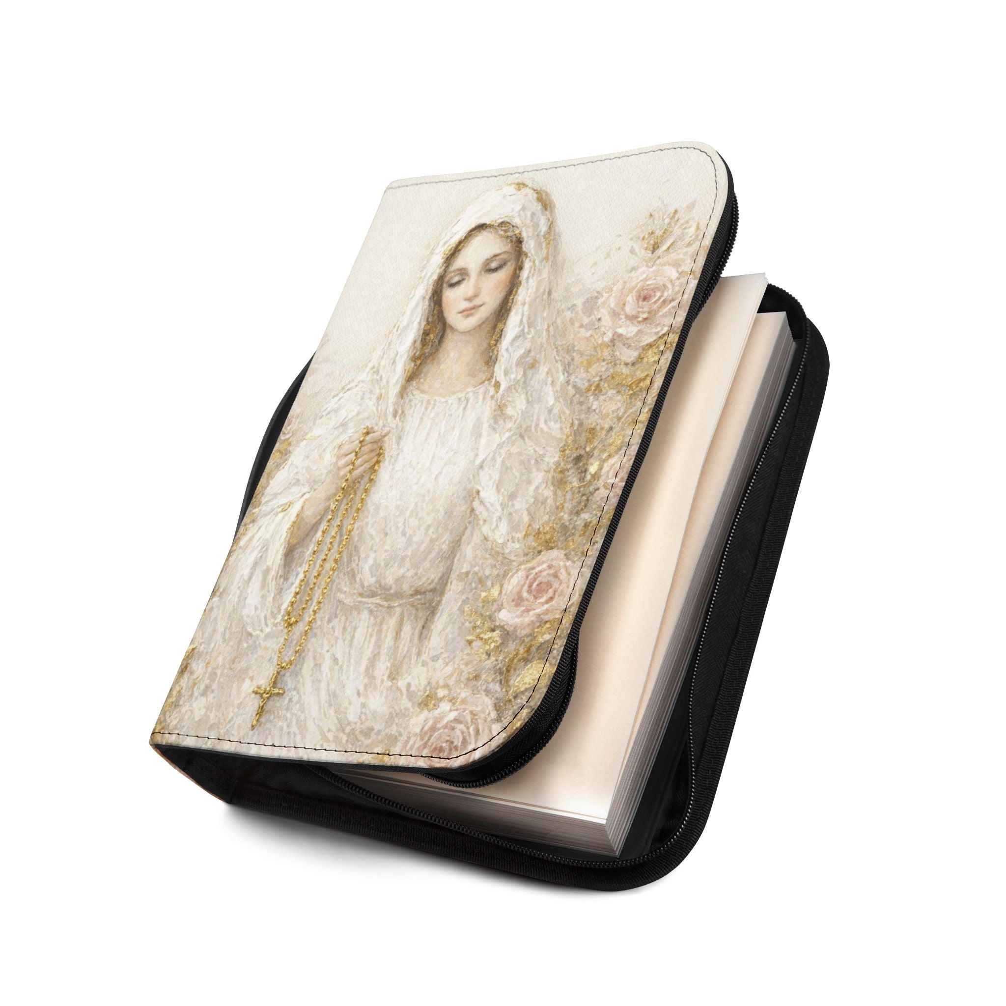 Our Lady of the Rosary Bible Cover | Zippered Scripture Organizer | Bible Carrying Case