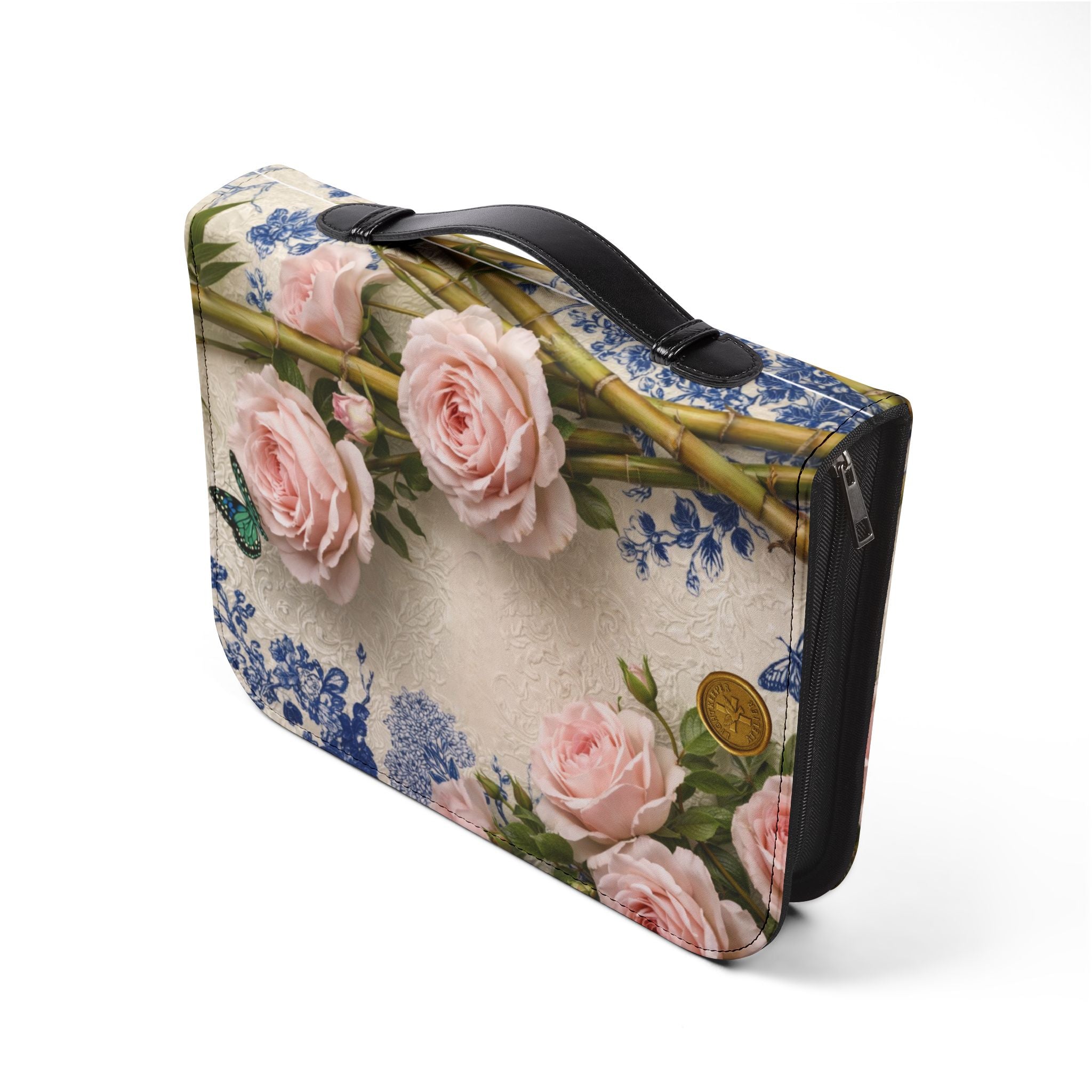 Guatemalan Roses Bible Cover | Zippered Missal Cover with Handle | Personalized Bible Case