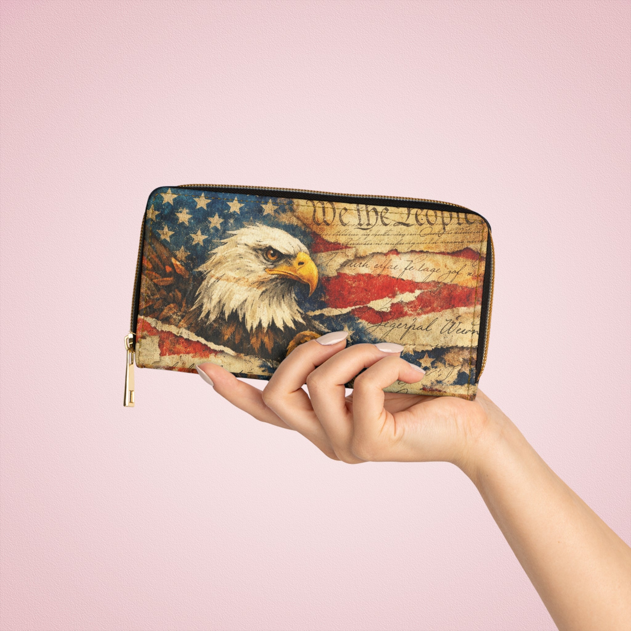 American Flag Eagle Patriotic Zipper Wallet | 250th Anniversary of the United States Clutch