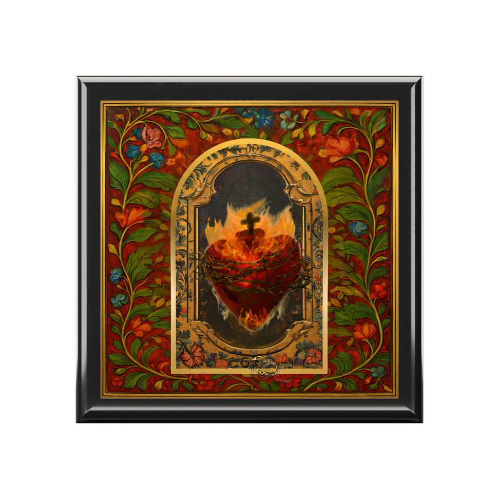 Sacred Heart of Jesus impasto painting Jewelry Box | Religious Keepsake