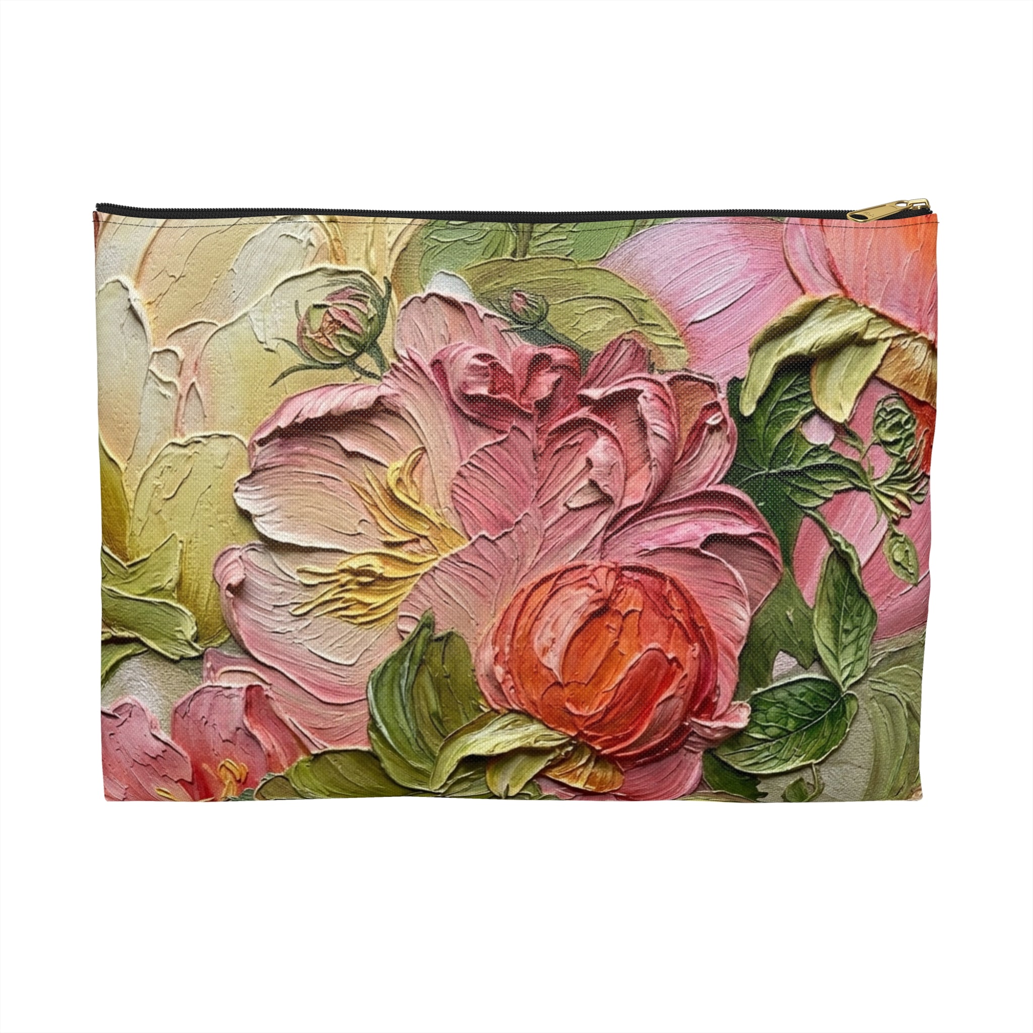 Floral Impasto Accessory Bag Floral Zipper Bag